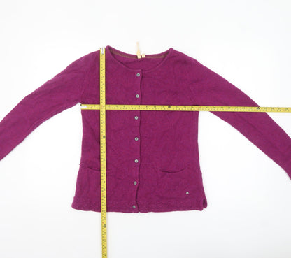 White Stuff Women Purple Wool Blend Long Sleeve Cardigan Size 8