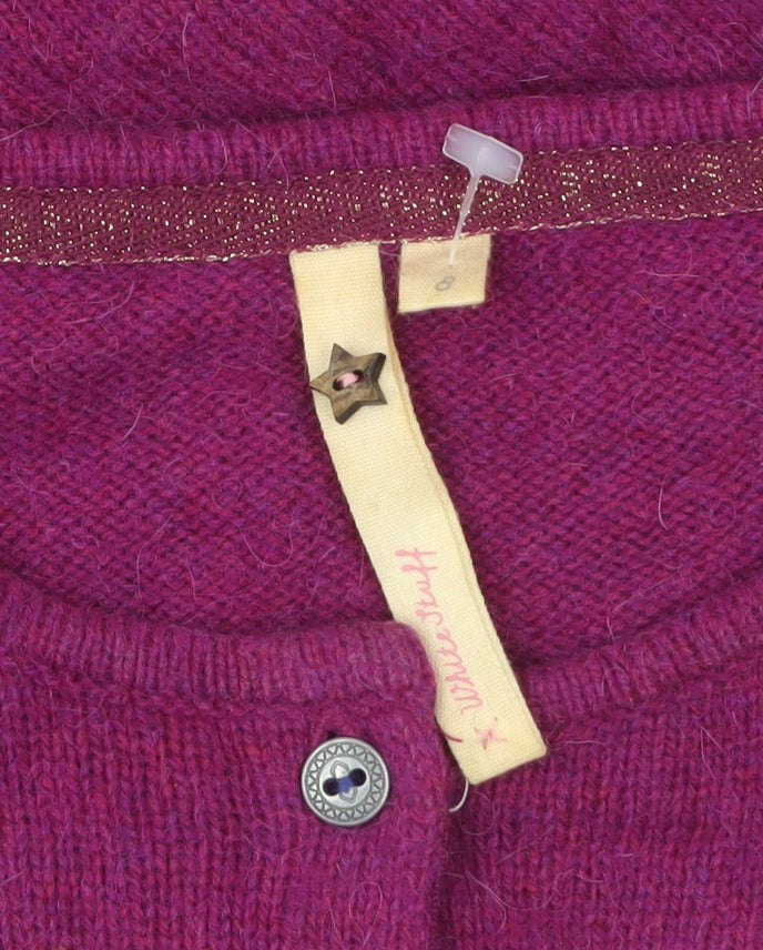 White Stuff Women Purple Wool Blend Long Sleeve Cardigan Size 8