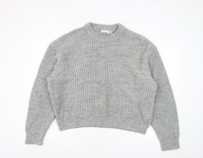 Weekday Women's Grey Chunky Knit Wool Blend Pullover Jumper M
