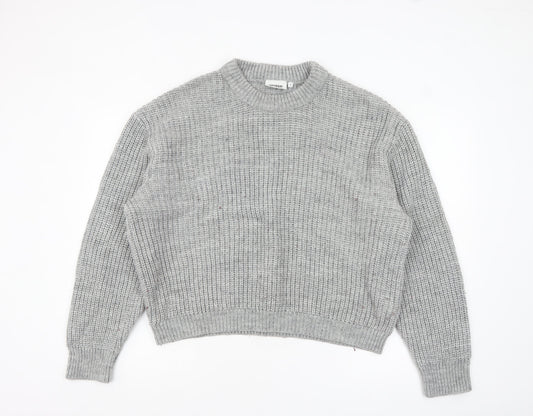 Weekday Women's Grey Chunky Knit Wool Blend Pullover Jumper M