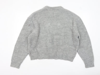 Weekday Women's Grey Chunky Knit Wool Blend Pullover Jumper M