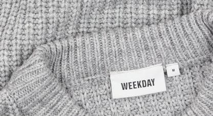 Weekday Women's Grey Chunky Knit Wool Blend Pullover Jumper M