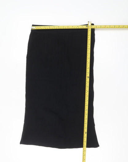H&M Women’s Black Ribbed Knit Midi Pencil Skirt Size 12