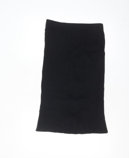 H&M Women’s Black Ribbed Knit Midi Pencil Skirt Size 12