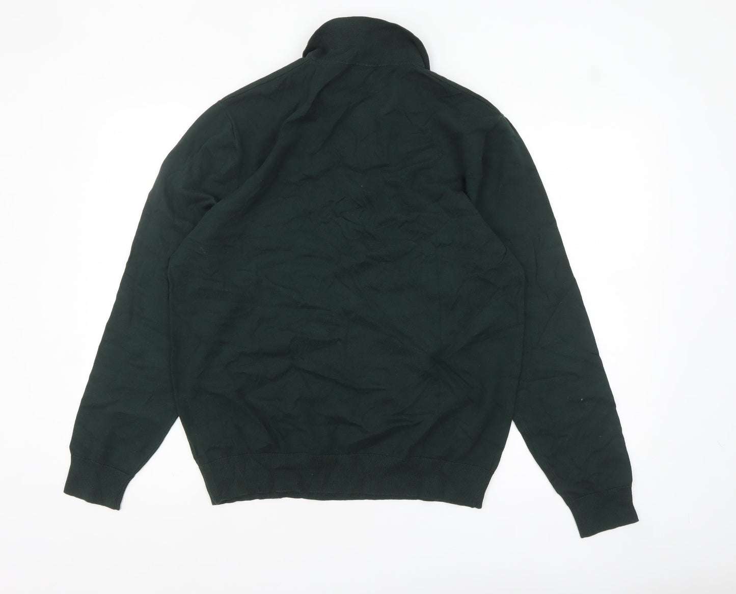 Next Men's Green Collared Henley Cotton Jumper Size L