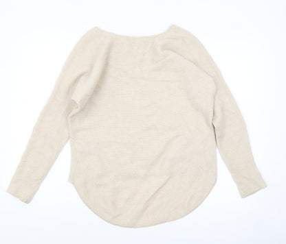 Marks and Spencer Women’s Beige 100% Cashmere Ribbed Pullover Jumper UK 12