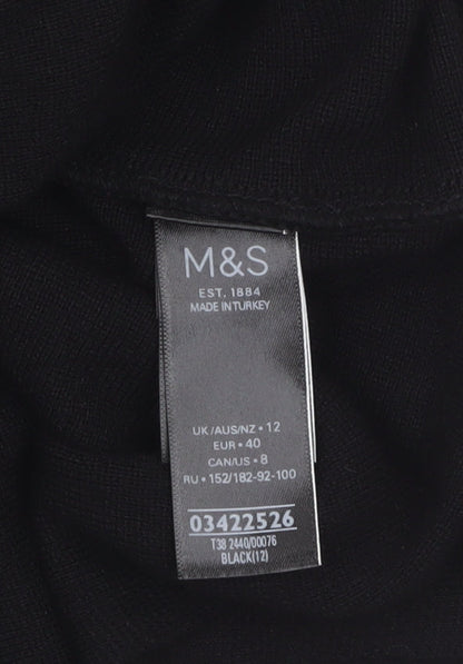 Marks and Spencer Women’s Black Knit A-Line Midi Skirt Size 12