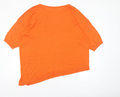 Tu Women Orange Size 16 Relaxed Fit Short Sleeve Pullover Jumper
