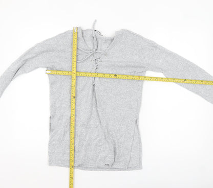 Missguided Women’s Grey Lace-Up Knit Tunic Top Size 8