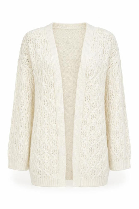 PRETTYLITTLETHING Women Ivory Chunky Knit Cardigan M