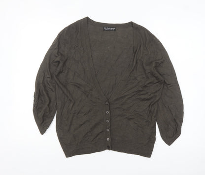 Marks and Spencer Women Brown V-Neck Cardigan Size 16 Wool Blend
