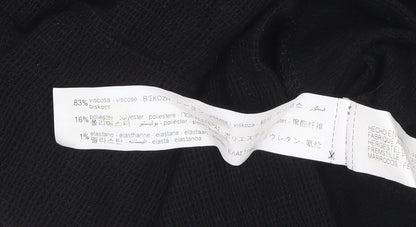Zara Women's Black Knit Long Sleeve Button Blouse Size 12