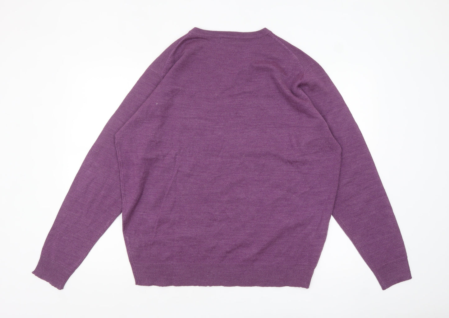 James Pringle Men’s Purple V-Neck Acrylic Jumper XL