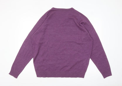 James Pringle Men’s Purple V-Neck Acrylic Jumper XL