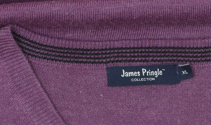 James Pringle Men’s Purple V-Neck Acrylic Jumper XL