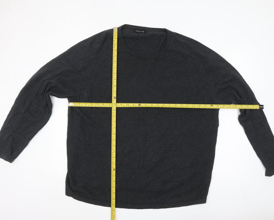 Red Herring Men's Black 2XL Cotton Crew Neck Pullover Jumper