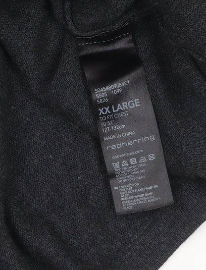 Red Herring Men's Black 2XL Cotton Crew Neck Pullover Jumper