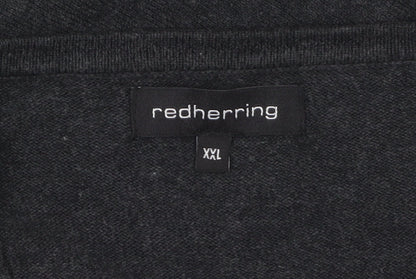 Red Herring Men's Black 2XL Cotton Crew Neck Pullover Jumper