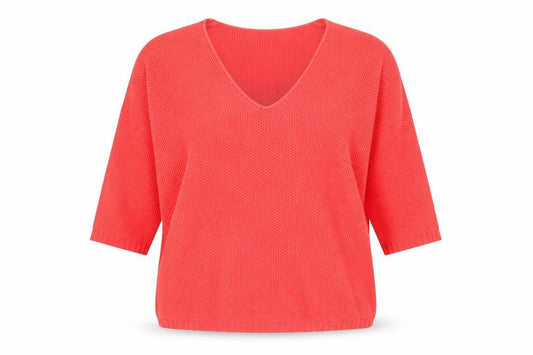 Pull & Bear Women Pink V-Neck Open-Knit Jumper Size 12