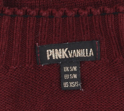 Pink Vanilla Women's Red Boat Neck Knit Jumper S