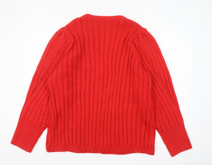 Next Womens Red Cable Knit Cardigan XL V-Neck Long Sleeve