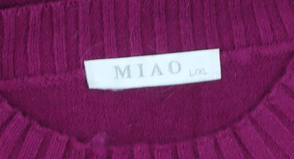 MIAO Womens Purple Long Sleeve Tunic Knit Jumper Size L