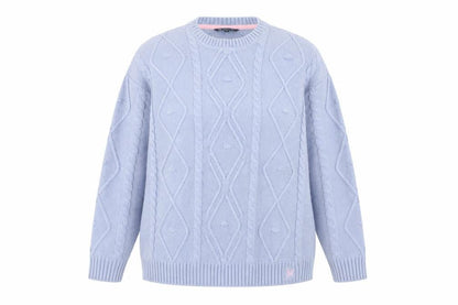 Crew Clothing Women Blue Cable-Knit Wool Blend Jumper Size 16