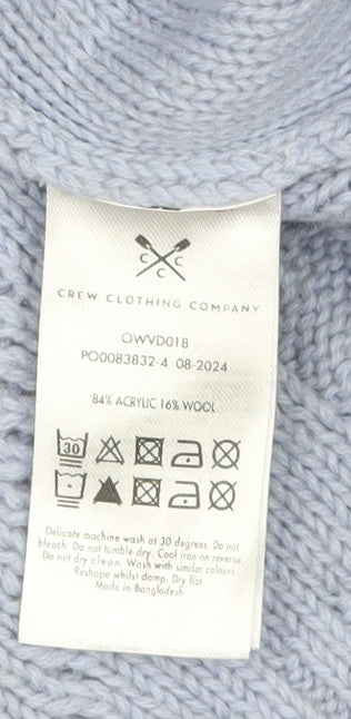 Crew Clothing Women Blue Cable-Knit Wool Blend Jumper Size 16
