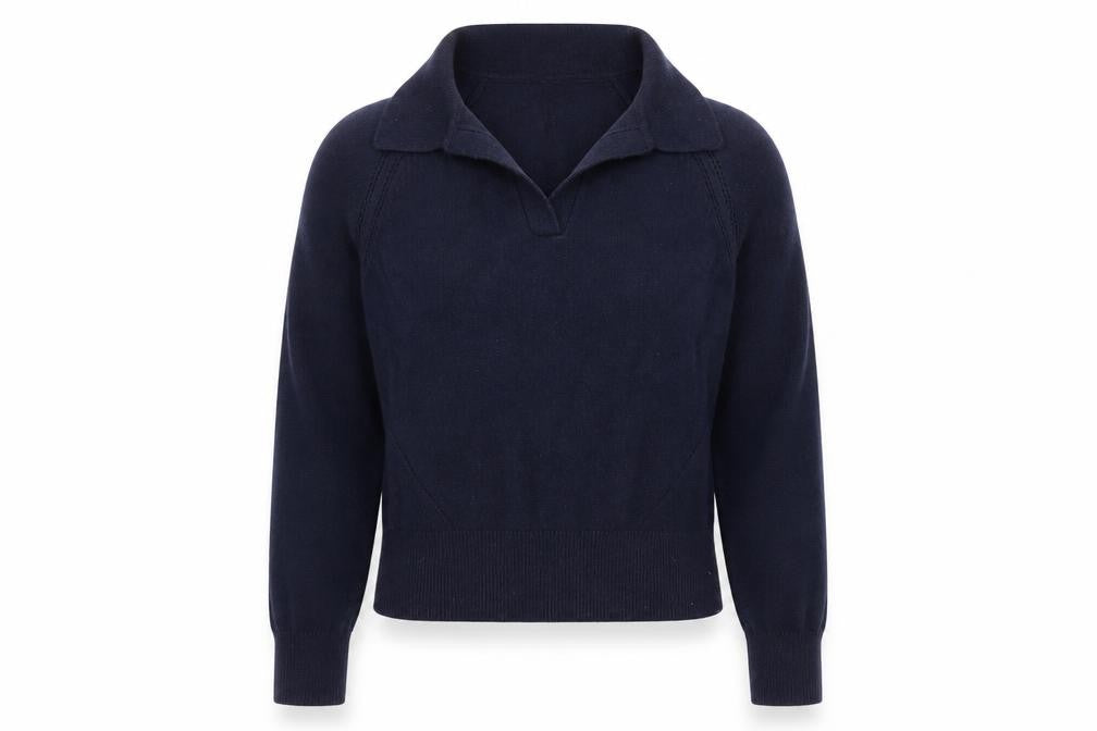 Joules Women's Blue Collared Knit Cotton Blend Jumper Size 12