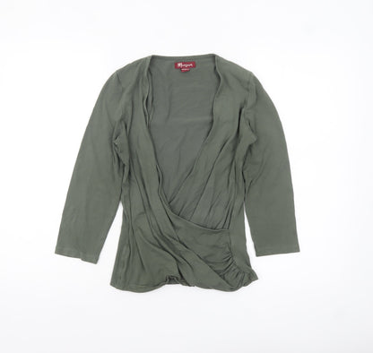 Monsoon Women’s Green Wrap Jersey Blouse UK 10