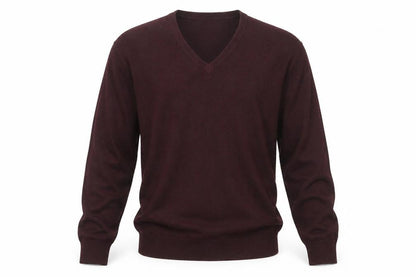 Marks and Spencer Men’s Brown 2XL V-Neck Cotton Pullover Jumper