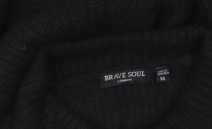 Brave Soul Women's Black Roll Neck Long Sleeve Knit Jumper M