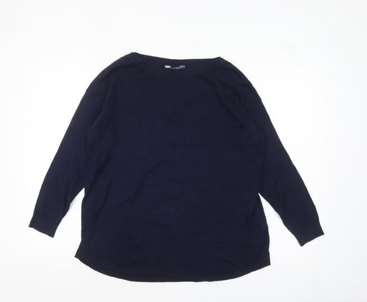 Joules Women Blue Cotton Crew Neck Long Sleeve Pullover Jumper Size 10
