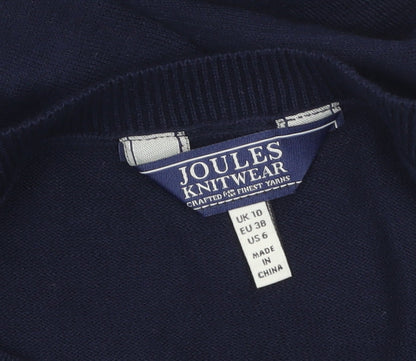 Joules Women Blue Cotton Crew Neck Long Sleeve Pullover Jumper Size 10
