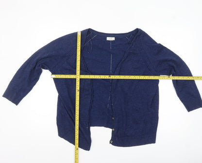 Fat Face Women's Blue Cotton Cardigan Size 18 Long Sleeve Knit
