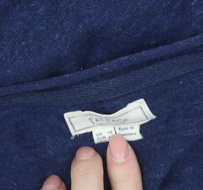 Fat Face Women's Blue Cotton Cardigan Size 18 Long Sleeve Knit