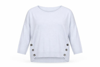 Phase Eight Women Blue L Boat Neck Button Detail 3/4 Sleeve Jumper