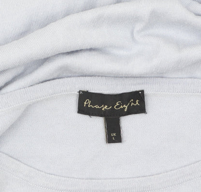 Phase Eight Women Blue L Boat Neck Button Detail 3/4 Sleeve Jumper