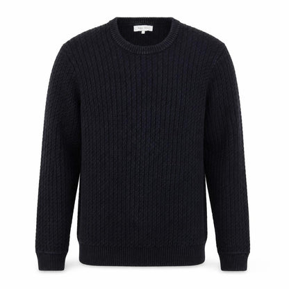 Nigel Hall Men's Black Cotton Cable Knit Jumper L