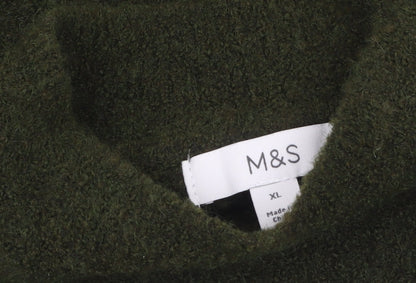 Marks and Spencer Women's Green Wool Blend Mock Neck Jumper XL