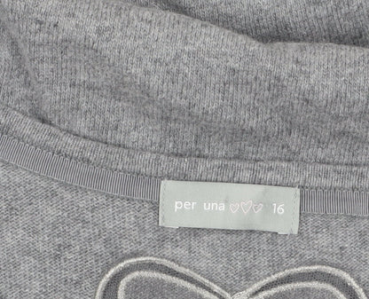 Marks and Spencer Women’s Grey 3/4 Sleeve Bow Knit Jumper Size 16
