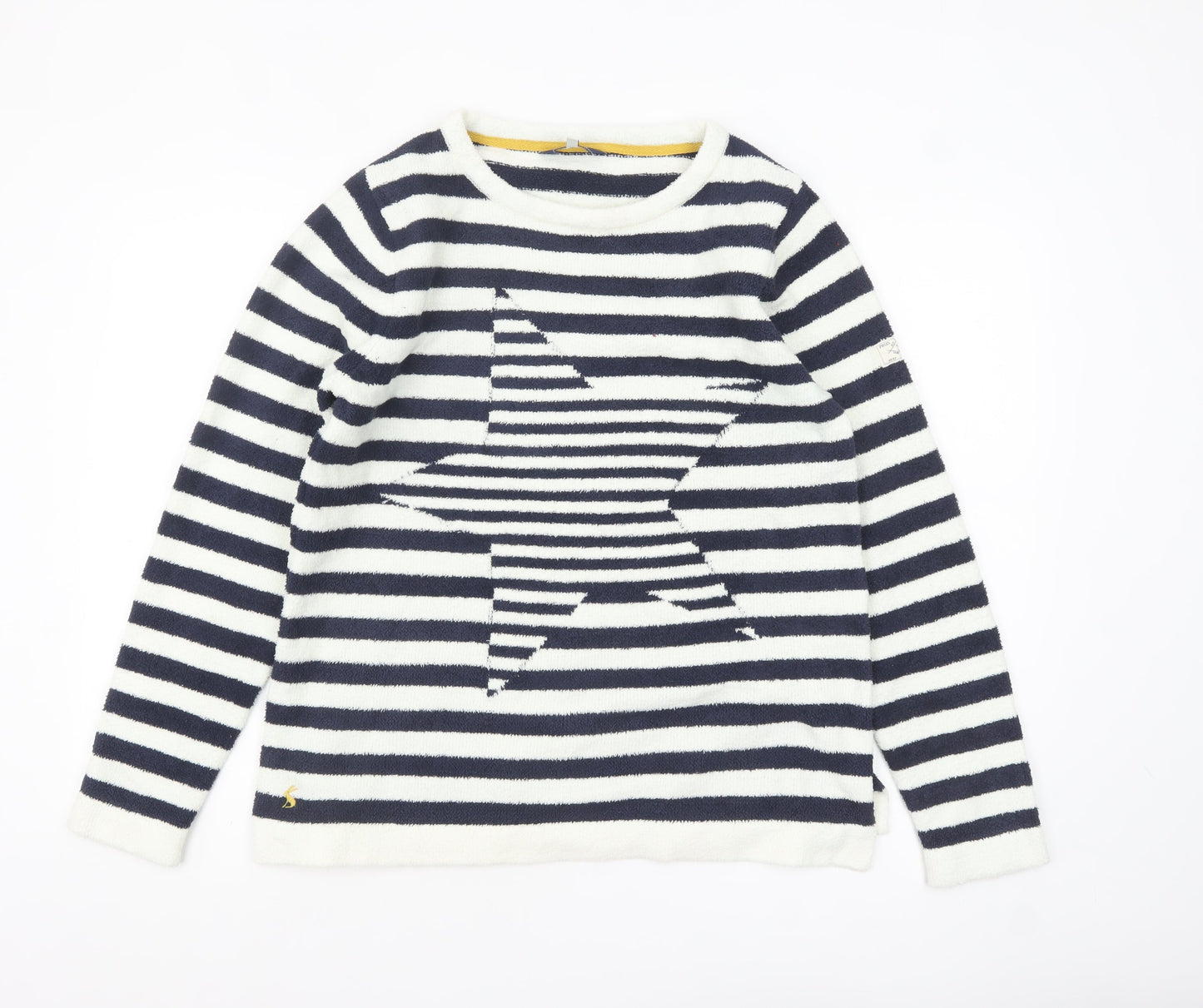 Joules Women’s Blue Striped Star Crew Neck Knit Jumper Size 14