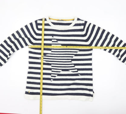 Joules Women’s Blue Striped Star Crew Neck Knit Jumper Size 14