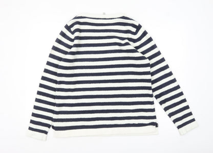 Joules Women’s Blue Striped Star Crew Neck Knit Jumper Size 14