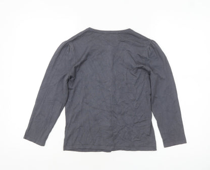 Laura Ashley Women's Grey Cardigan Size 10 Crew Neck Knit Jumper