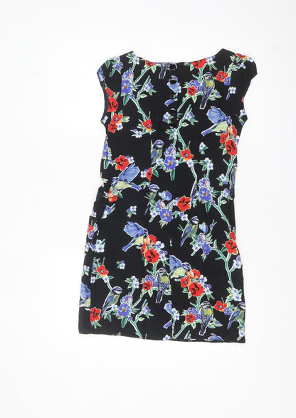 Red Herring Women's Black Floral Bird Shift Dress Size 8