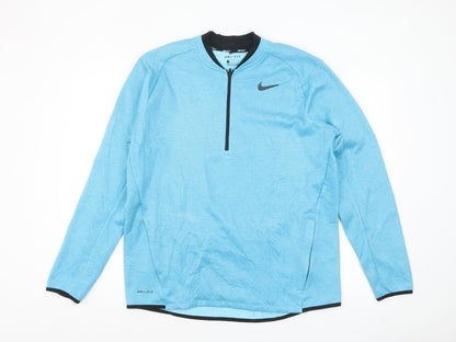 Nike Men's Blue Dri-FIT 1/4 Zip Long Sleeve Running Top L