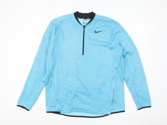 Nike Men's Blue Dri-FIT 1/4 Zip Long Sleeve Running Top L