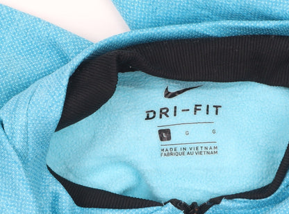 Nike Men's Blue Dri-FIT 1/4 Zip Long Sleeve Running Top L