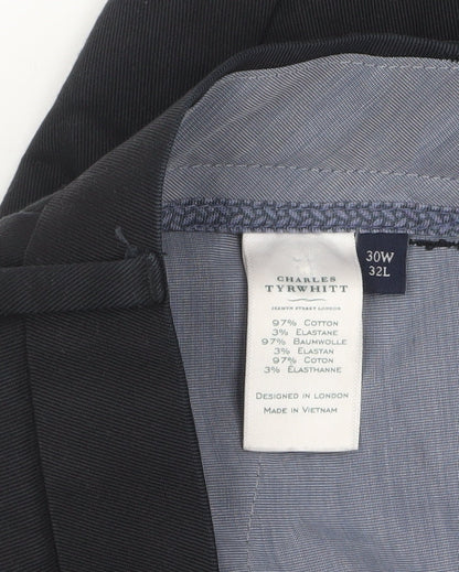 Charles Tyrwhitt Men's Black Slim Fit Chino Trousers 30W 32L